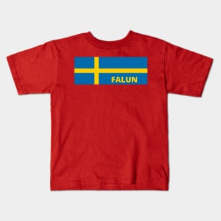 Falun City in Swedish Flag Kids T-Shirt